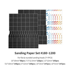 Reciprocating Sanding Paper Set #180-1200 Grit – 14 Sheets for Flat & Curved Sanding Heads